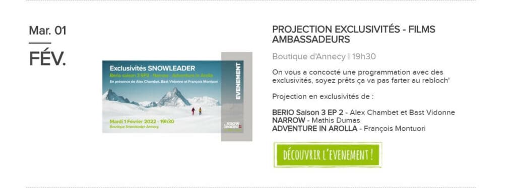 Evènements SnowLeader