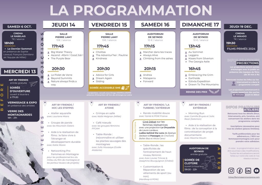 Programmation du Festival Femmes en Montagne 2024